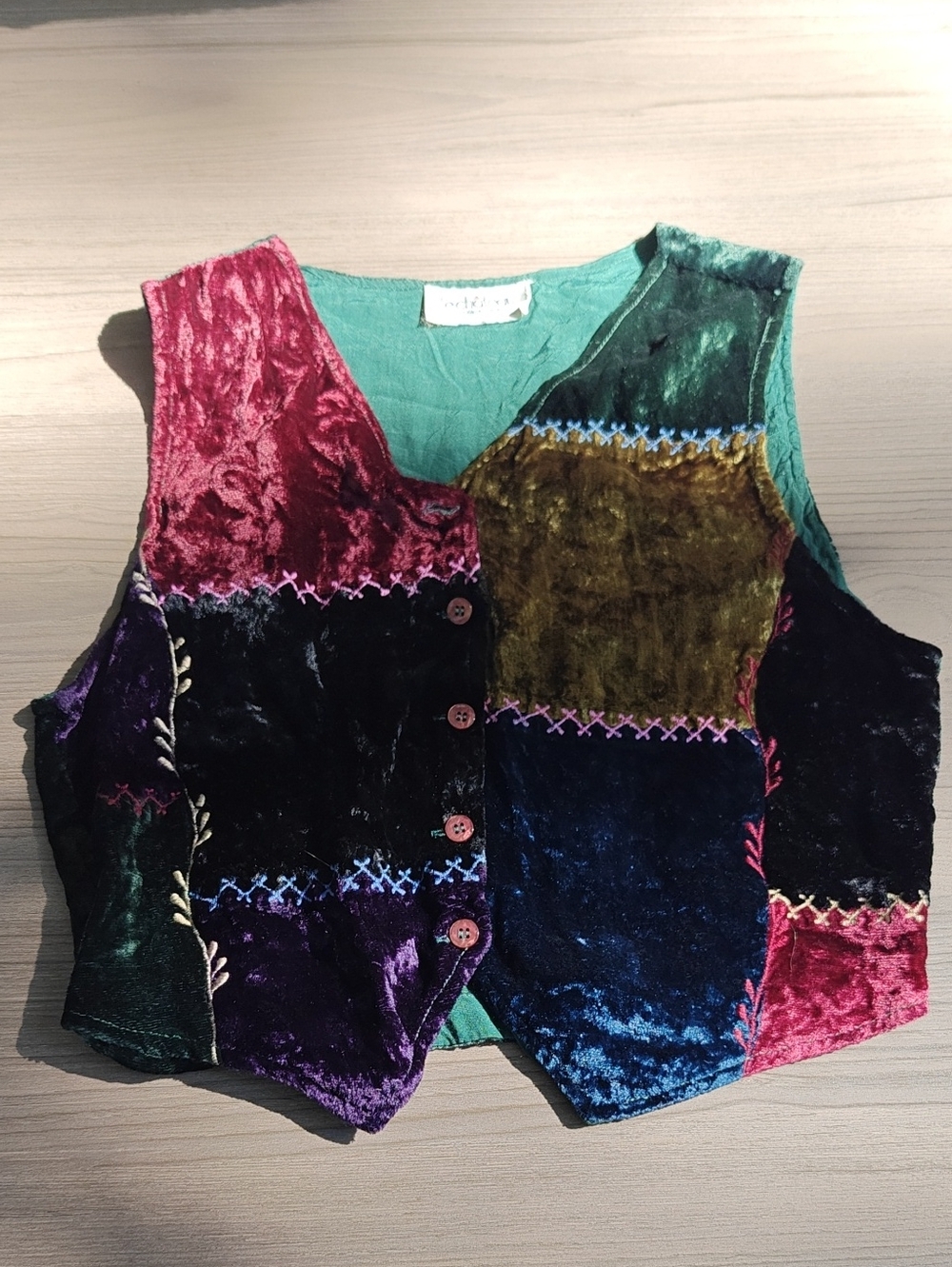 Vintage Le chteau Velvet Patchwork Vest - Multicolor